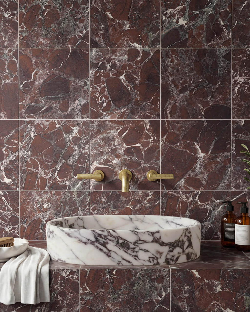 Rosso Levanto Marble Effect Matte Finish Porcelain Tiles