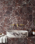 Rosso Levanto Marble Effect Matte Finish Porcelain Tiles