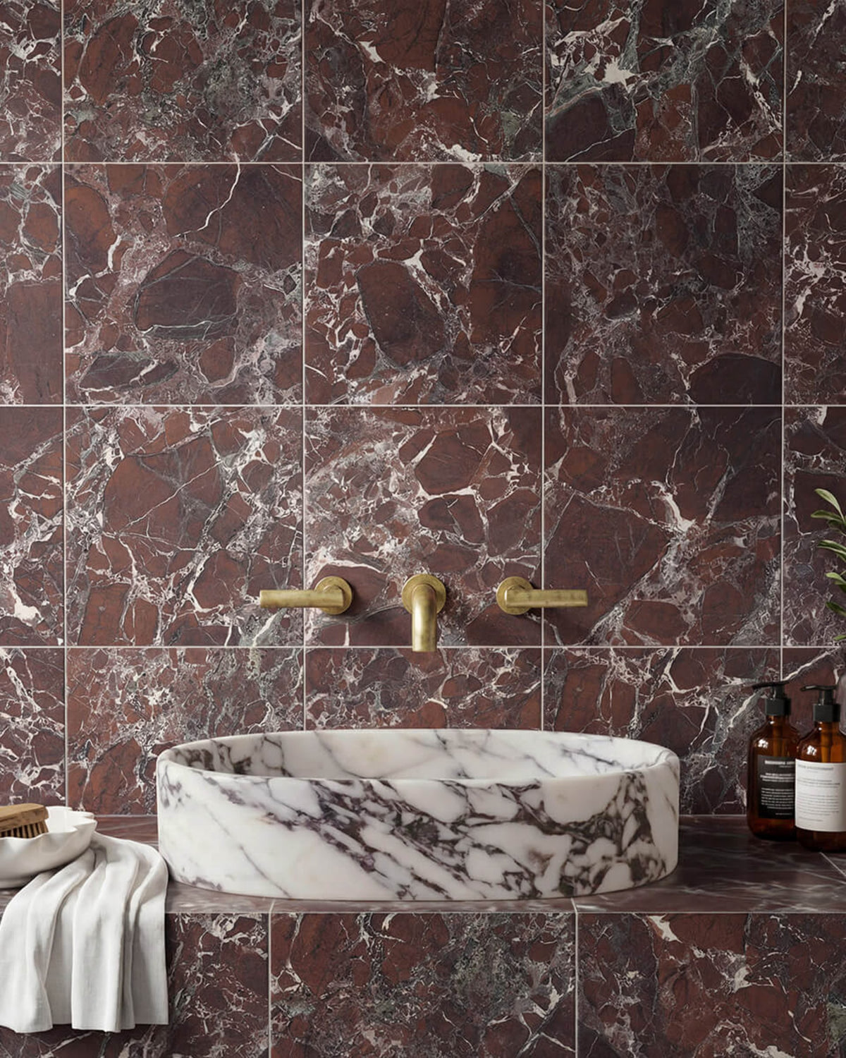 Rosso Levanto Marble Effect Matte Finish Porcelain Tiles