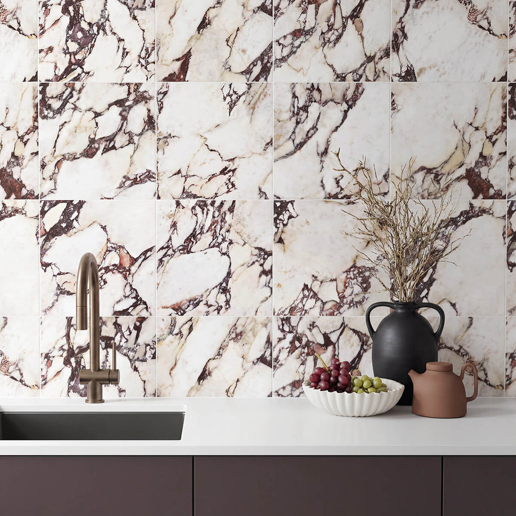 Calacatta Viola Marble Effect Matte Finish Porcelain Tiles