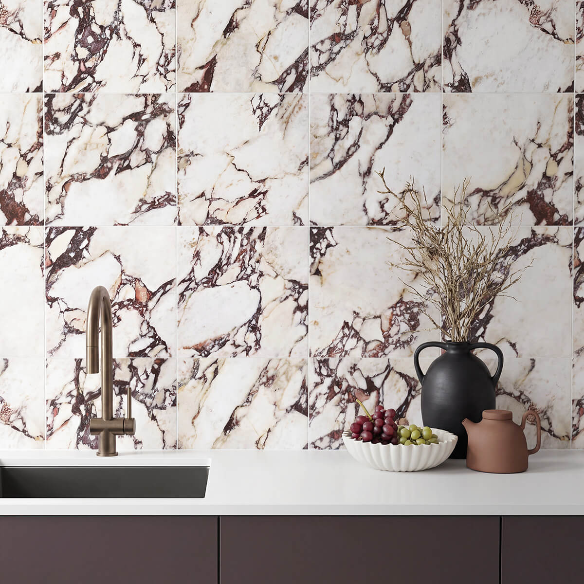 Calacatta Viola Marble Effect Matte Finish Porcelain Tiles