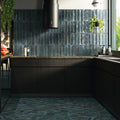 Asha Blue Brick Effect Tiles 75x300mm