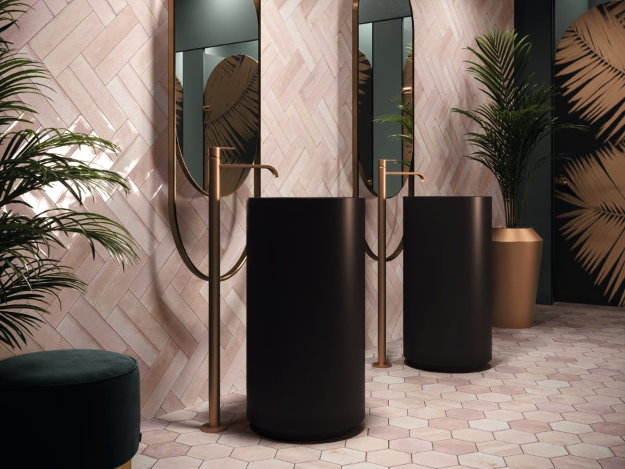 Asha Rosa Brick Effect Tiles 75x300m