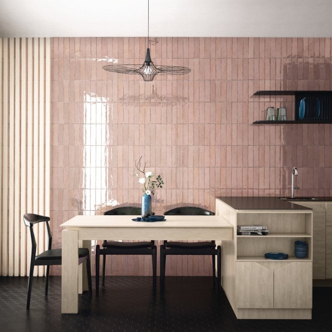 Asha Rosa Brick Effect Tiles 75x300m