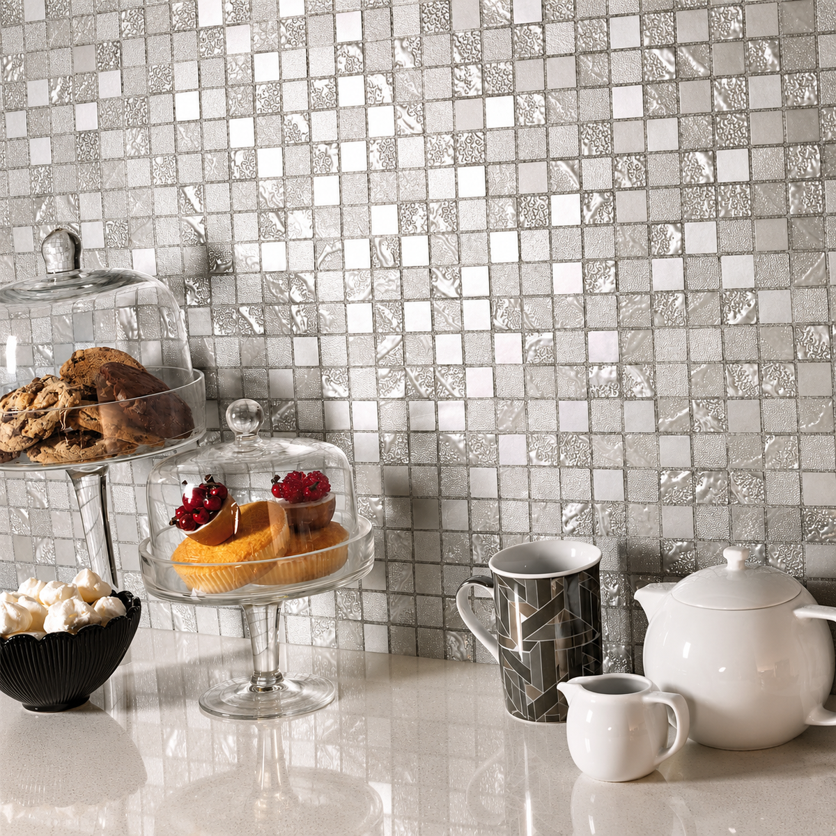 Four Seasons Autumn Mosaic Grey Tiles 300x300mm