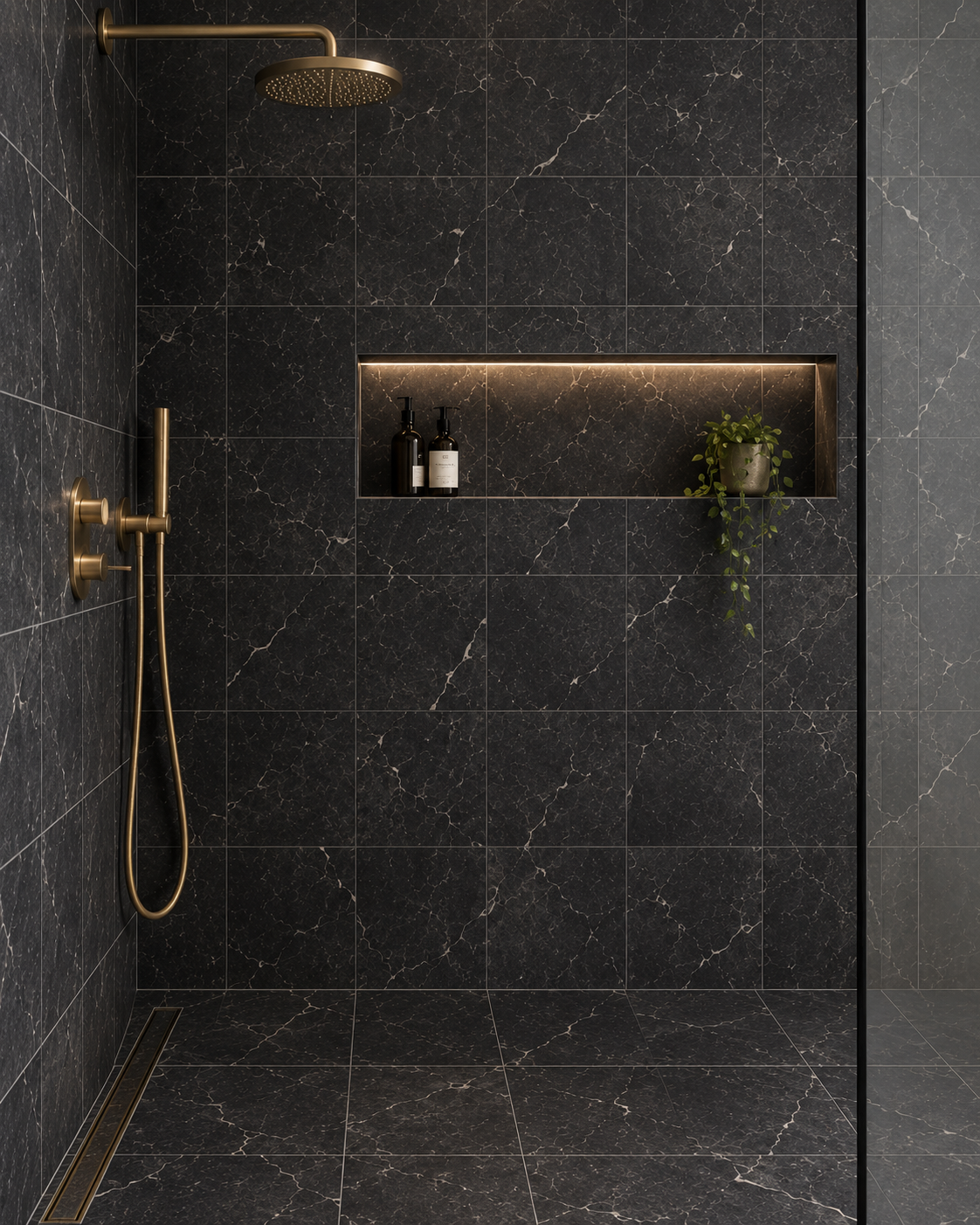 Mezzanote Nero Marble Effect Porcelain Tiles