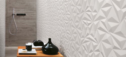 3D Wall Design – White tile - room shot 2