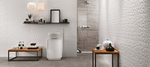 3D Wall Design – White tile - room shot 3