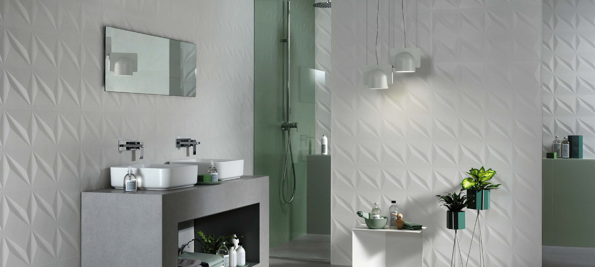 3D Wall Design – White tile - room shot 6