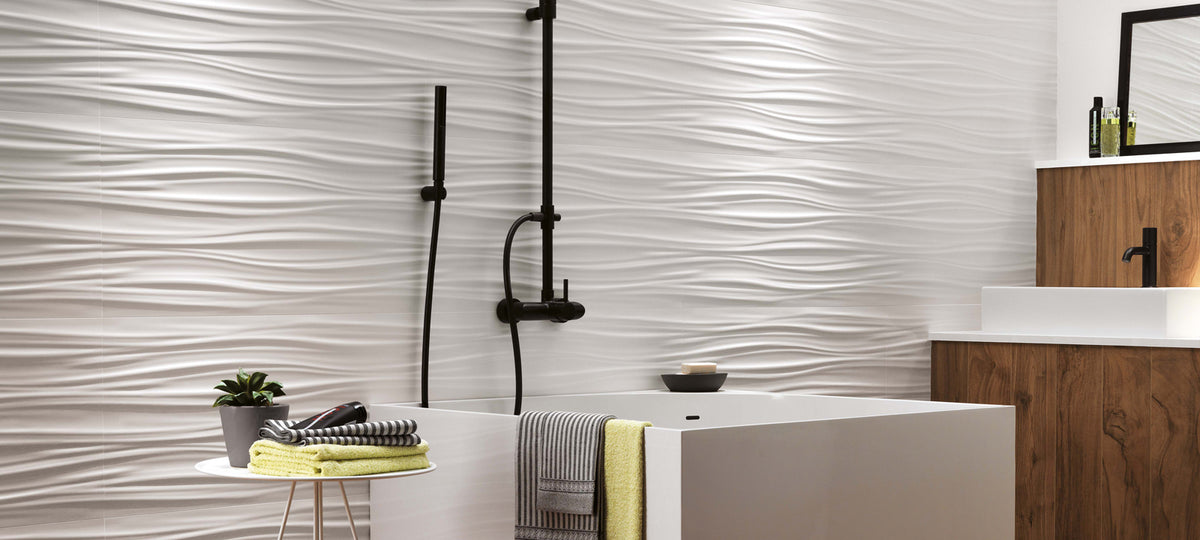 3D Wall Design – White tile - room shot 8