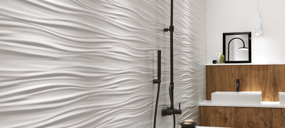 3D Wall Design – White tile - room shot 9