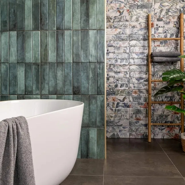 Sassuolo Green Gloss Brick Effect Tiles 300x600mm