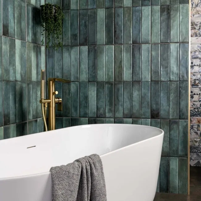 Sassuolo Green Gloss Brick Effect Tiles 300x600mm