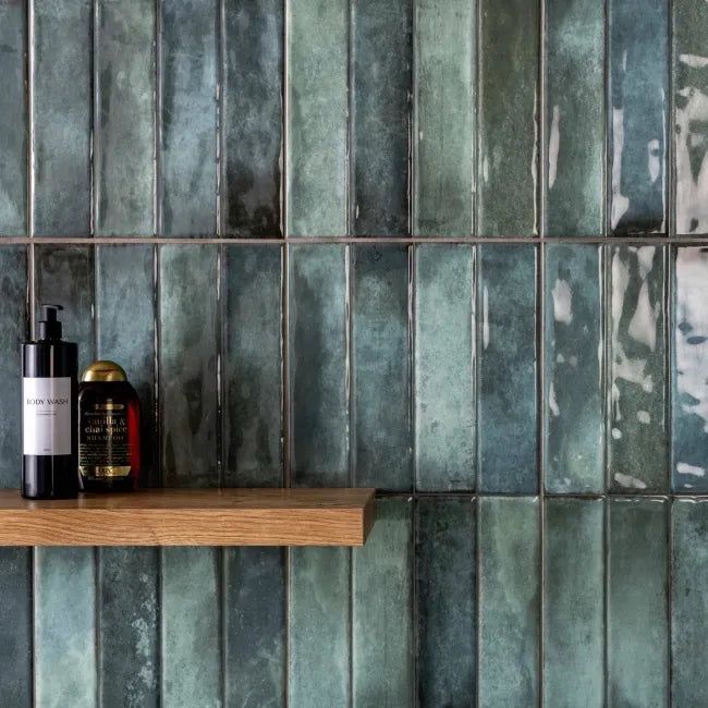 Sassuolo Green Gloss Brick Effect Tiles 300x600mm