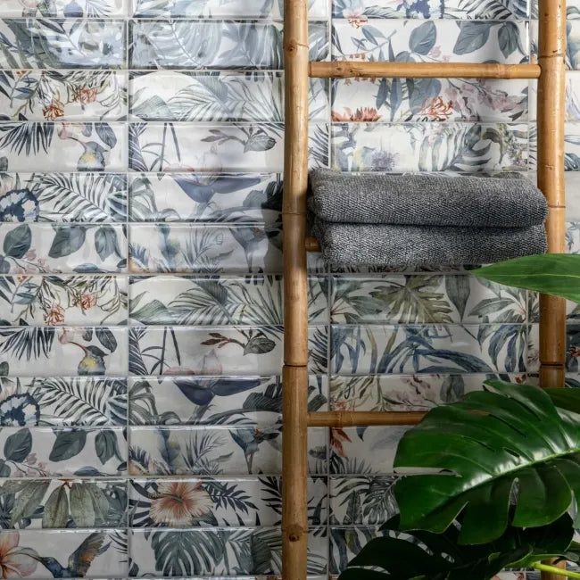 Sassuolo Floral Gloss Patterned Brick Effect Tiles 300x600mm