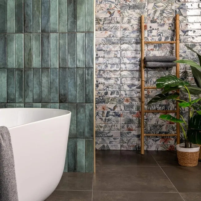 Sassuolo Floral Gloss Patterned Brick Effect Tiles 300x600mm