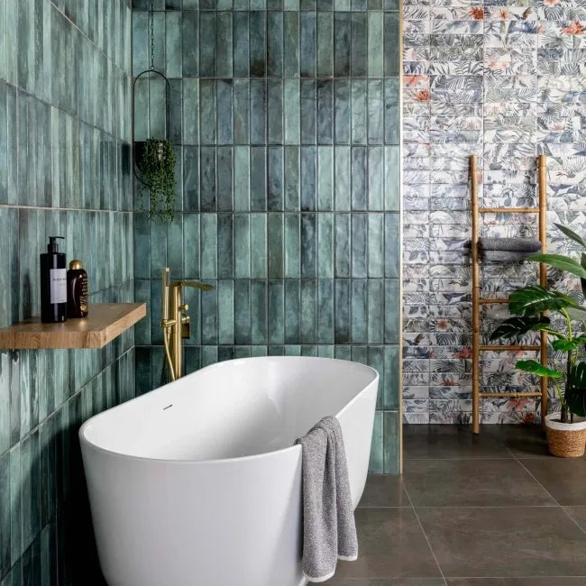 Sassuolo Floral Gloss Patterned Brick Effect Tiles 300x600mm