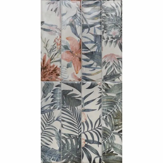 Sassuolo Floral Gloss Patterned Brick Effect Tiles 300x600mm