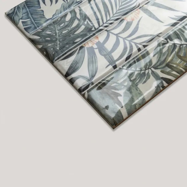 Sassuolo Floral Gloss Patterned Brick Effect Tiles 300x600mm