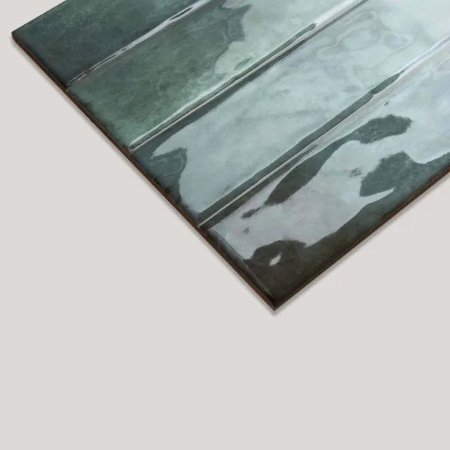 Sassuolo Green Gloss Brick Effect Tiles 300x600mm